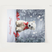 Polar Bear Holiday Backdrop Wandkleed (Voorkant (horizontaal))