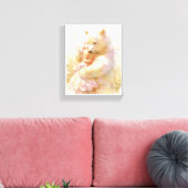 Polar Bear Hug with Baby Girl Nursery Wall Poster Canvas Afdruk (Insitu (Woonkamer))