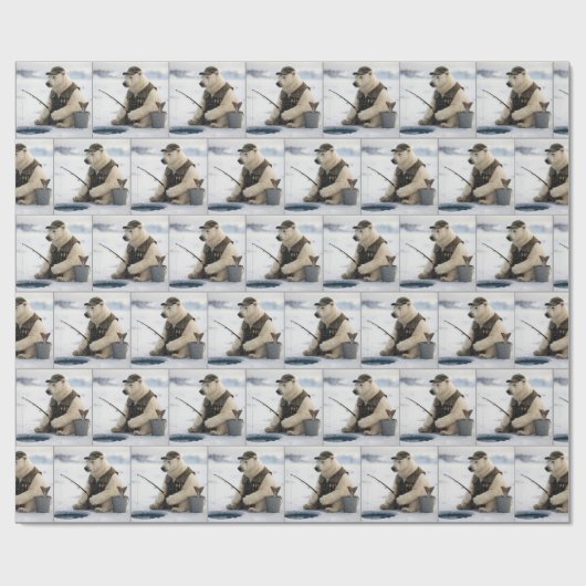 Polar Bear Ice Fishing Cadeaupapier (Vlak)