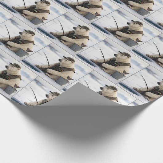 Polar Bear Ice Fishing Cadeaupapier (Hoek)