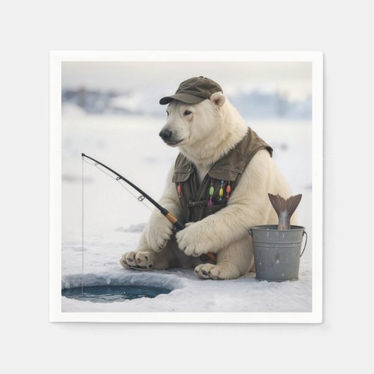 Polar Bear Ice Fishing Servet (Voorkant)