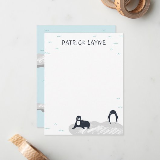 Polar Bear Kantoorartikelen Notitiekaartje (Voorkant / Achterkant in situ)