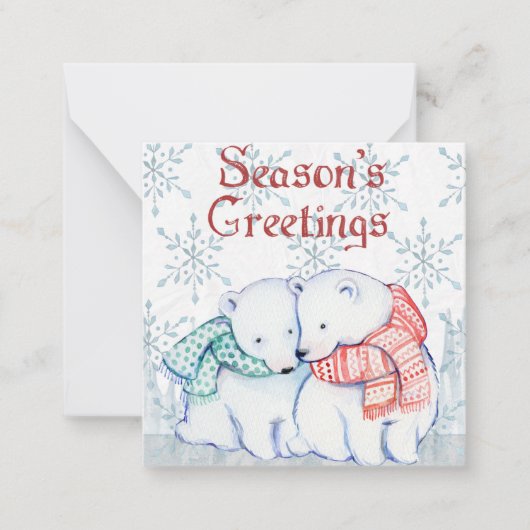 Polar Bear Kerstmis Notitiekaartje (Voorkant)