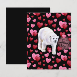 Polar Bear Love Valentine’s Day Card in Black Notitiekaartje