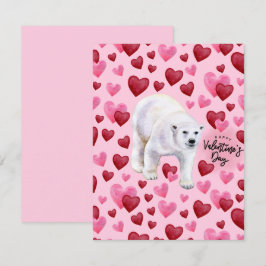 Polar Bear Love Valentine’s Day Card in Pink Notitiekaartje