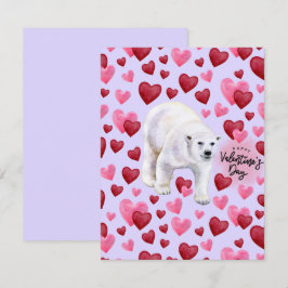 Polar Bear Love Valentine’s Day Card in Purple Notitiekaartje