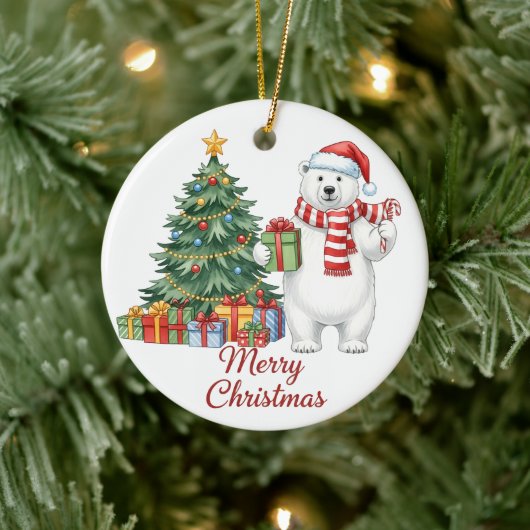 Polar Bear Merry Christmas Ornament - Personalized (Boom)