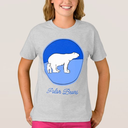 Polar Bear Mom and Cub Painting - Wildlife Art T-S T-shirt (Voorkant)