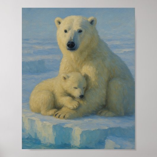 Polar Bear Mom & Cub  Poster (Voorkant)