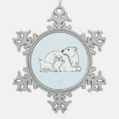 Polar Bear Mom & Cubs Snowflake Framed Ornament (Voorkant)