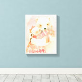Polar Bear Mother and Cub Cuddle Nursery Poster Canvas Afdruk (Insitu (Houten vloer))