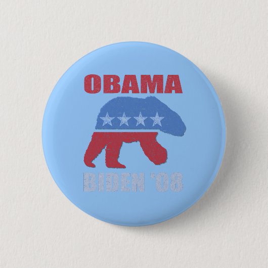 Polar Bear Obama Biden '08 Knop Speld Ronde Button 5,7 Cm (Voorkant)