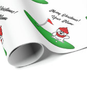Polar bear on golf course cute Christmas Cadeaupapier (Rol Hoek)