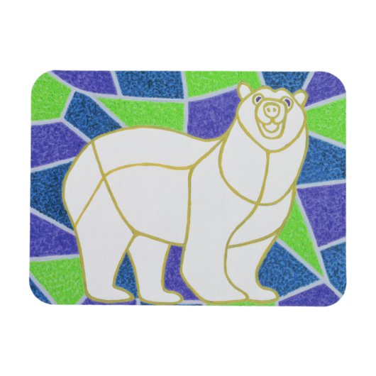 Polar Bear on Stained Glass Magneet (Horizontaal)