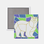 Polar Bear on Stained Glass Magneet (Voorkant / Achterkant)