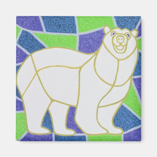 Polar Bear on Stained Glass Magneet (Voorkant)