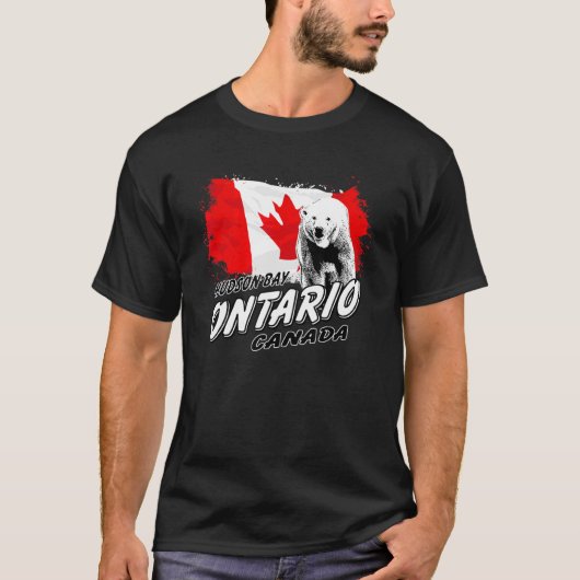 Polar Bear Ontario Canada Flag Maple Leaf T-shirt (Voorkant)
