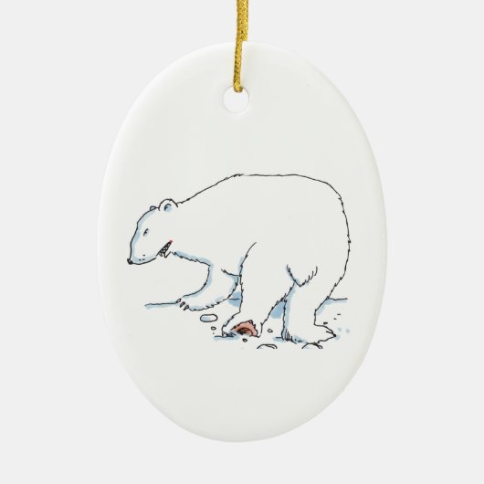 Polar Bear oval ceramic ornament (Voorkant)