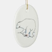 Polar Bear oval ceramic ornament 2 sided (Rechts)