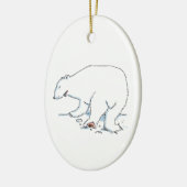 Polar Bear oval ceramic ornament 2 sided (Links)
