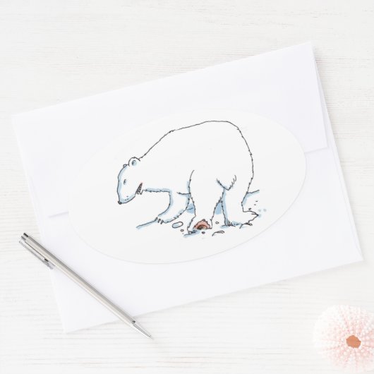 Polar Bear oval stickers (Envelop)