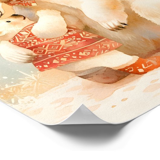 Polar Bear Parent and Cub Winter Embrace Nursery Poster (Hoek)