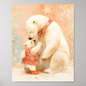 Polar Bear Parent and Cub Winter Embrace Nursery Poster (Voorkant)