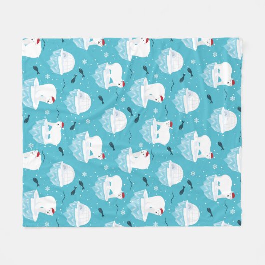 Polar Bear Party Fleece Deken (Voorkant (Horizontaal))
