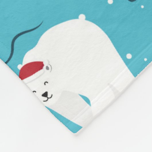 Polar Bear Party Fleece Deken (Hoek)