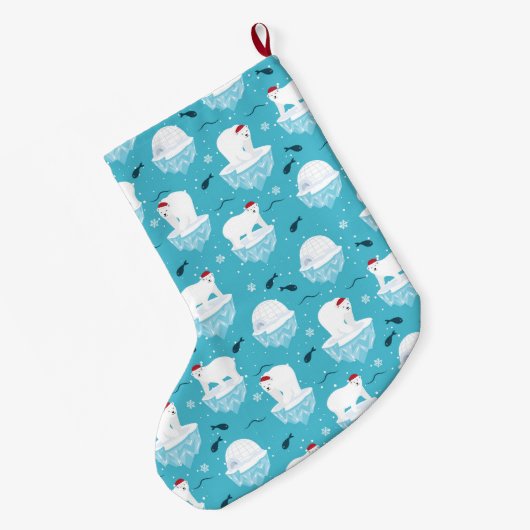 Polar Bear Party Grote Kerstsok (Achterkant (Hangend))