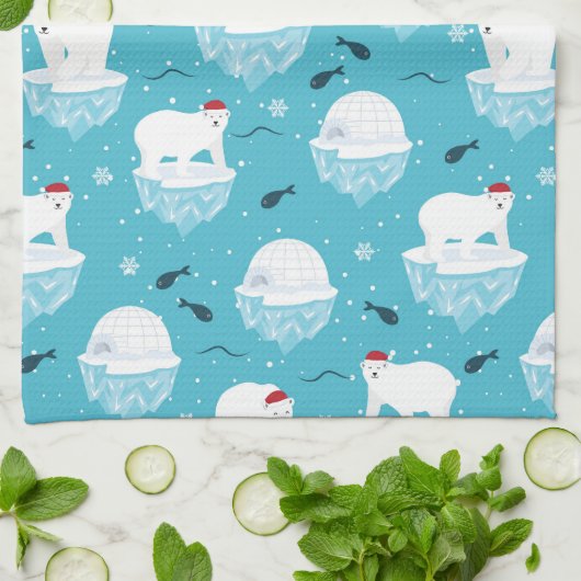 Polar Bear Party Theedoek (Gevouwen)