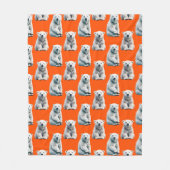 Polar Bear Pattern Design On Orange  Fleece Deken (Voorkant)
