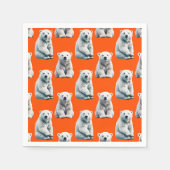 Polar Bear Pattern Design On Orange  Servet (Voorkant)