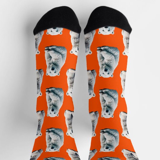 Polar Bear Pattern Design On Orange Sokken (Top)