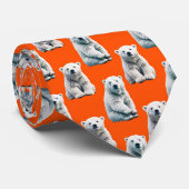 Polar Bear Pattern Design On Orange  Stropdas (Opgerold)