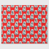 Polar Bear Pattern Design On Red  Cadeaupapier (Vlak)