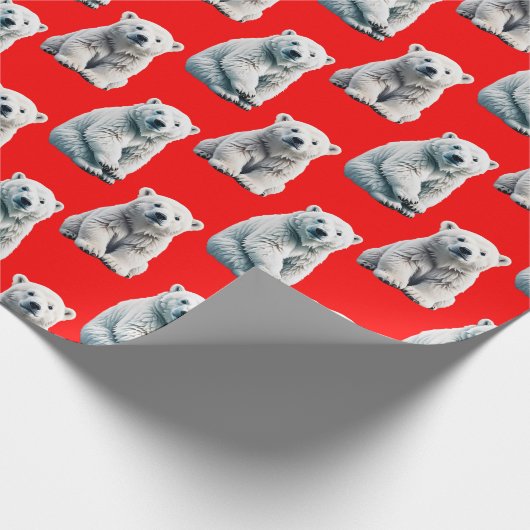 Polar Bear Pattern Design On Red Cadeaupapier (Hoek)