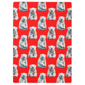 Polar Bear Pattern Design On Red  Klembord (Achterkant)