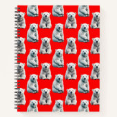 Polar Bear Pattern Design On Red  Notitieboek (Voorkant)