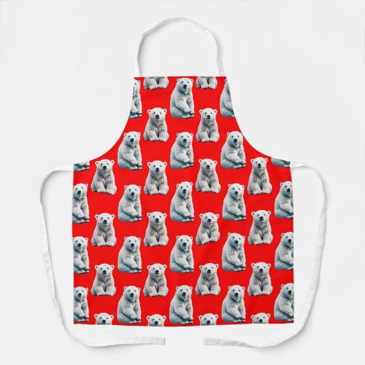 Polar Bear Pattern Design On Red Schort (Voorkant)