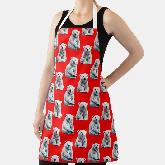 Polar Bear Pattern Design On Red  Schort