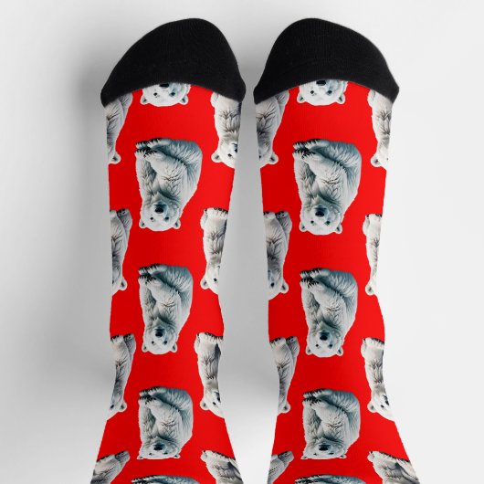 Polar Bear Pattern Design On Red Sokken (Top)
