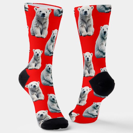 Polar Bear Pattern Design On Red Sokken