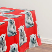 Polar Bear Pattern Design On Red  Tafelkleed