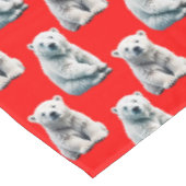 Polar Bear Pattern Design On Red  Tafelkleed (Gekanteld)