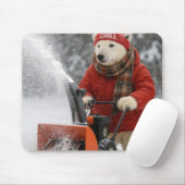 Polar Bear Pushing a Snowblower Muismat (Met muis)