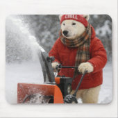 Polar Bear Pushing a Snowblower Muismat (Voorkant)