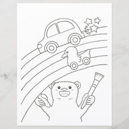 Polar Bear Rainbow Kids Coloring Page Paper Sheet