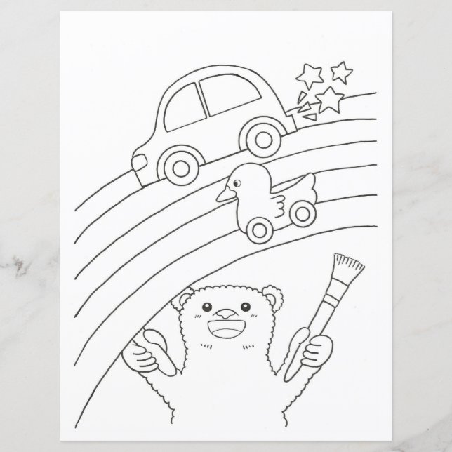 Polar Bear Rainbow Kids Coloring Page Paper Sheet (Voorkant)