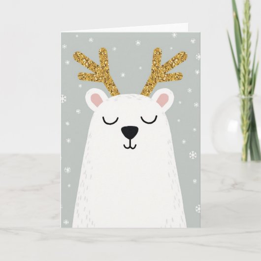 Polar Bear Reindeer Christmas Card Kaart (Voorkant)